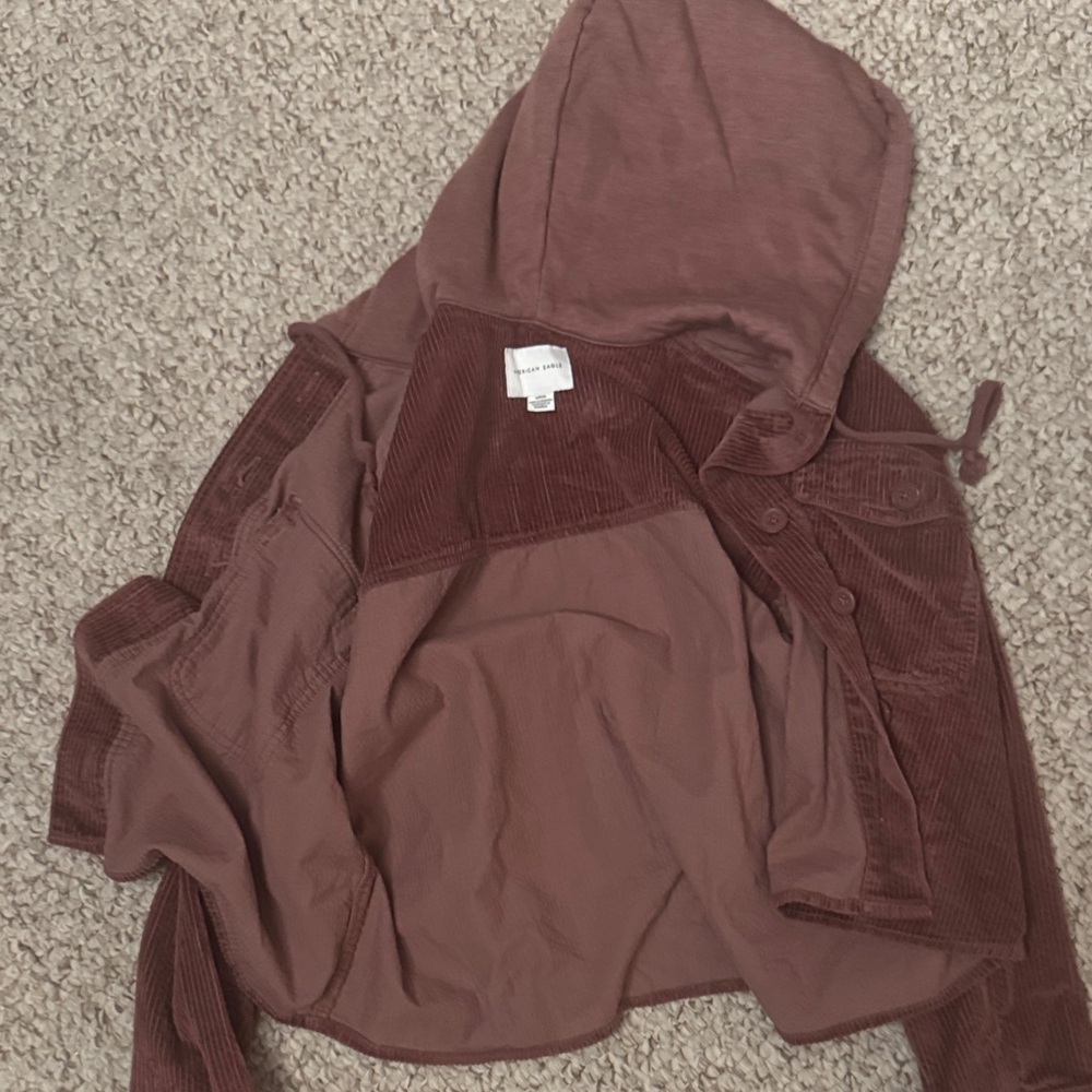 American Eagle Dusty Rose Corduroy Hooded Jacket